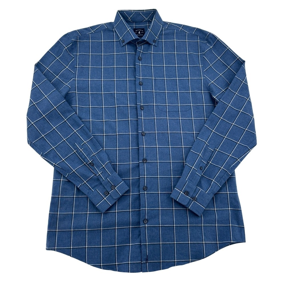 Johnnie-O Top Shelf Darien Wake Blue Plaid Long Sleeve Button Down Shirt Men M